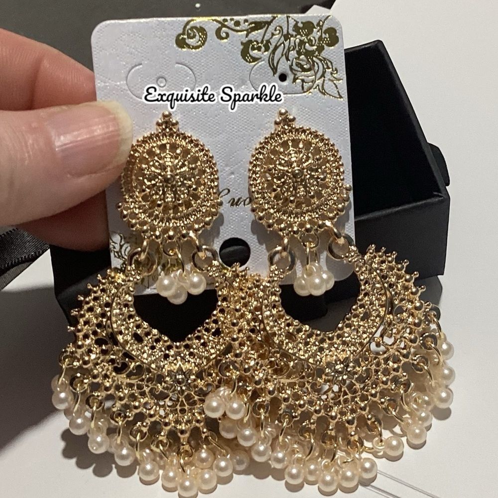⚜️Antique/Vintage Style Etched Beaded Dangle Drop Earrings